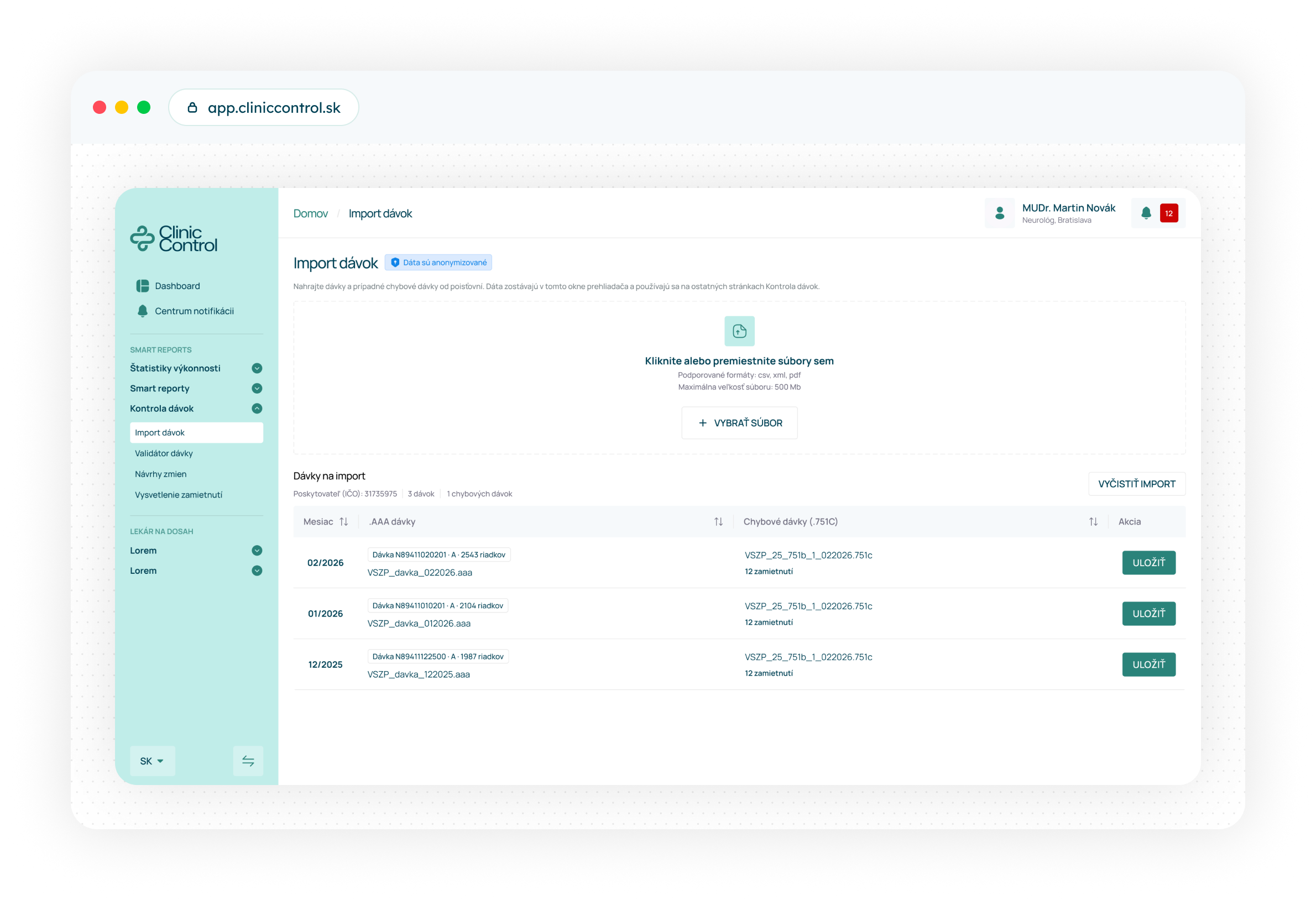Clinic Control — import dávok